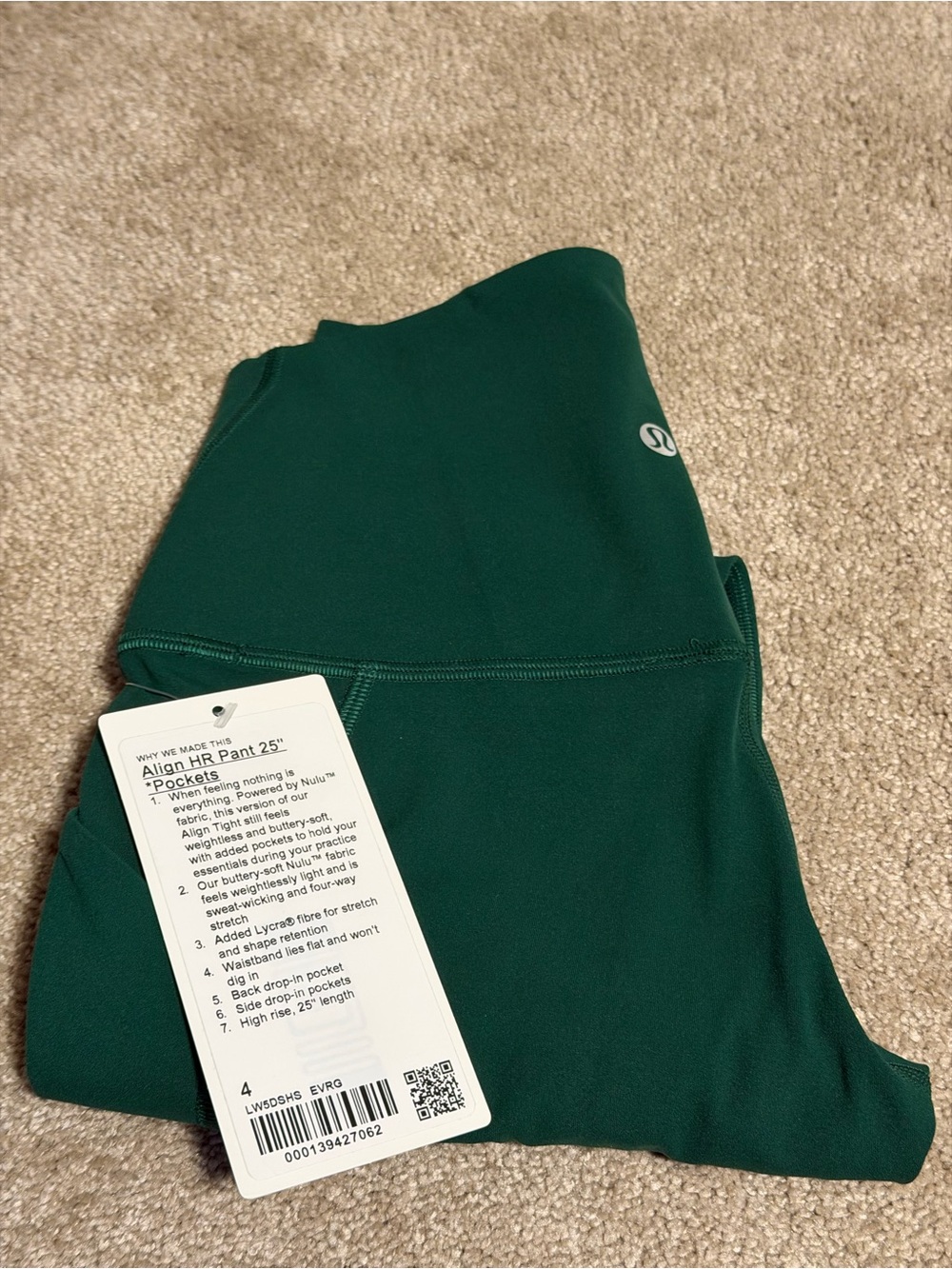 NEW! Sold out!! lululemon Align High Rise Pants 25" pockets in everglade green